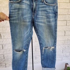 Current/Elliott Distressed Blue Skinny Jeans